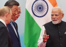 Vladimir Putin, Narendra Modi, Kassym Tokayev and Xi Jinping