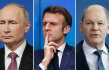 Vladimir Putin, Emmanuel Macron, Olaf Scholz