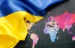 Ukrainian flag on world map