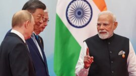 Vladimir Putin, Narendra Modi, Kassym Tokayev and Xi Jinping