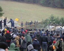Migrants on the border of Belarus and Poland