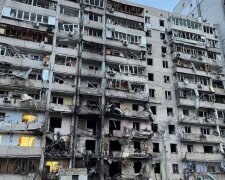 Ruined residential building in Kyiv