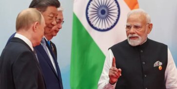 Vladimir Putin, Narendra Modi, Kassym Tokayev and Xi Jinping